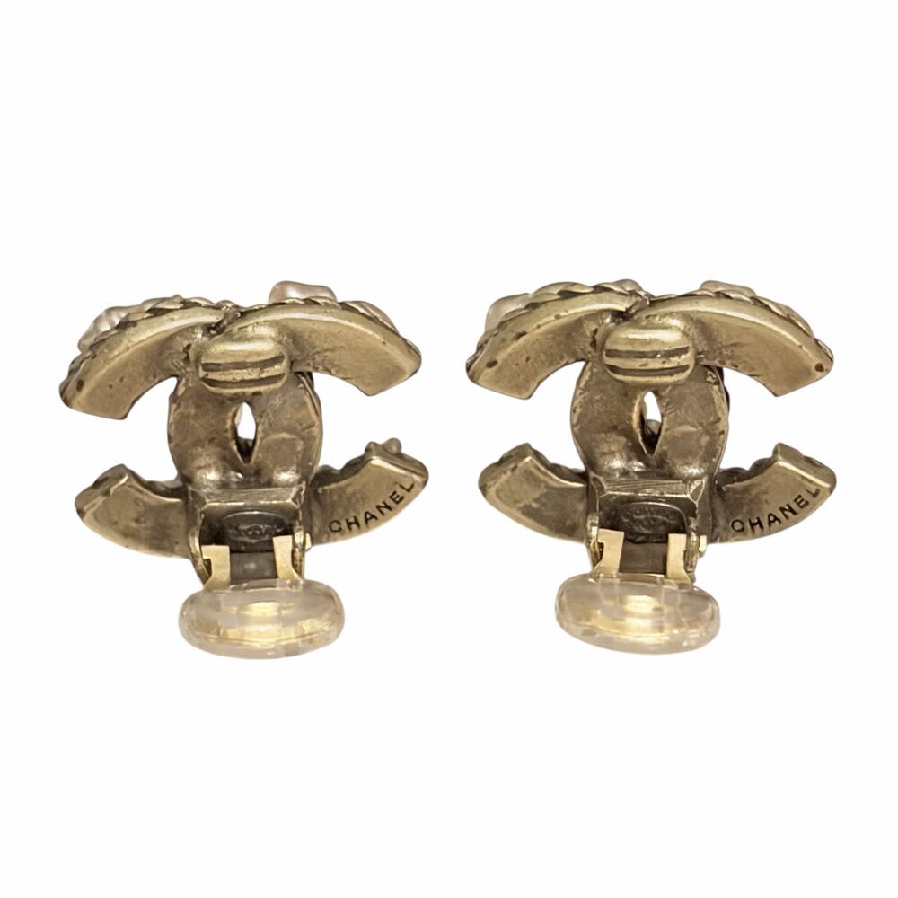 Chanel CC Pearl Clip-On Earrings | Matte Brass | Stamped | Boxed w/ Bag & COA - Picture 12 of 15